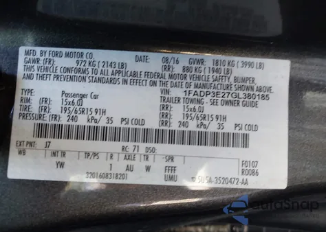2016 Ford Focus S from USA, damaged, VIN 1FADP3E27GL380185
